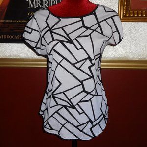 Two-Toned Black/White Shirt w/Geometric Design!